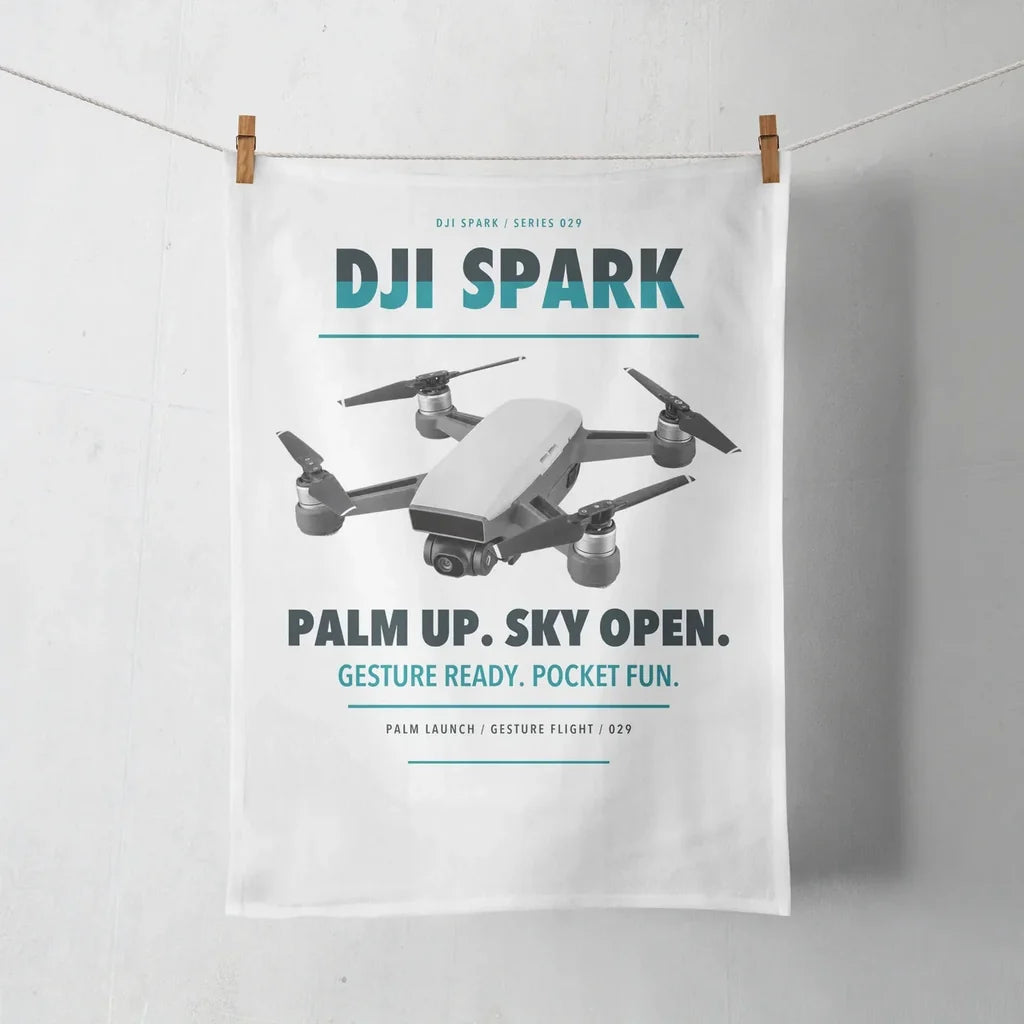 DJI Spark design on white towel