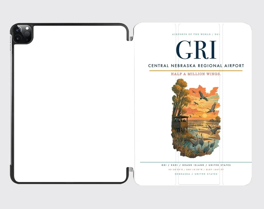 Central Nebraska Regional Airport (GRI) design on white ipad tablet case