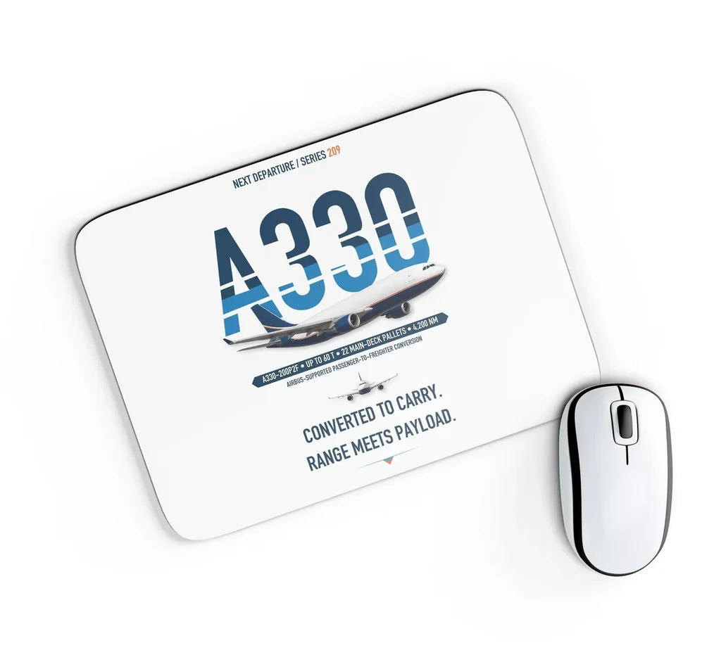 Airbus A330-200P2F design on white rectangle mouse pad