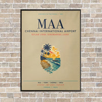 Thumbnail for Chennai International Airport MAA vertical canvas print - framed - beige background