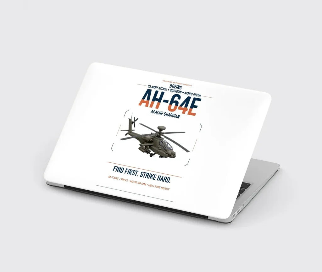 Boeing AH-64E Apache Guardian design on white MacBook case