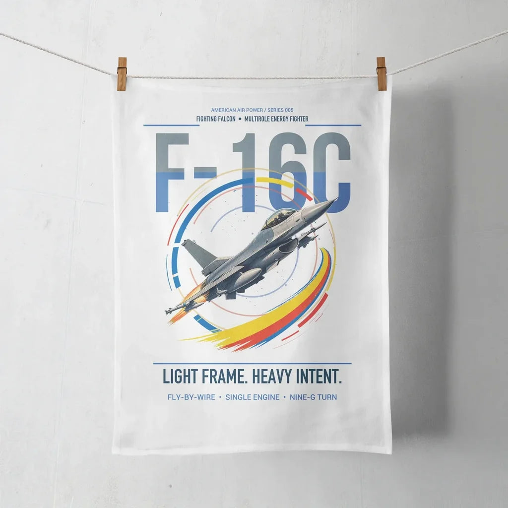 F-16C Fighting Falcon design on white towel