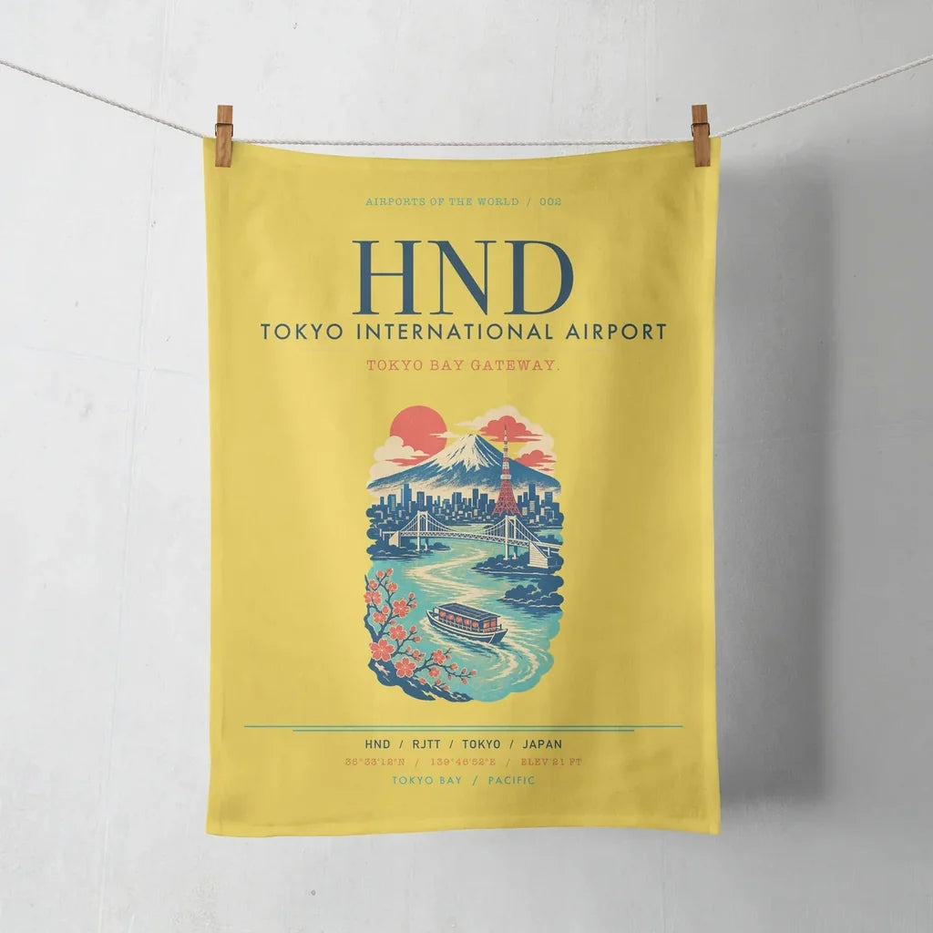 Tokyo Haneda Airport (HND) design on yellow towel