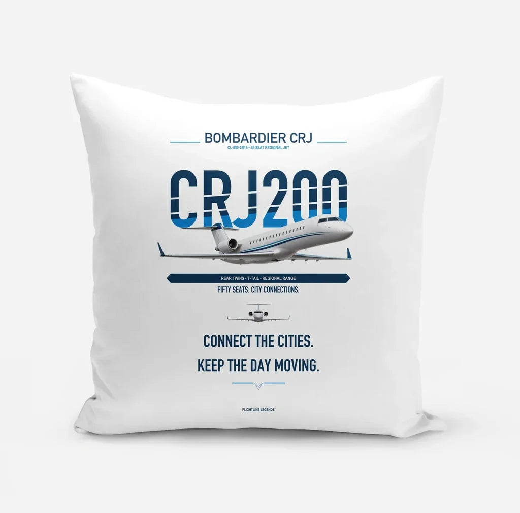 Bombardier CRJ200 design on white pillow