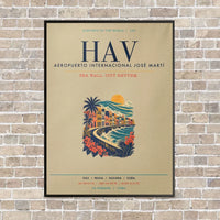 Thumbnail for José Martí International Airport Havana HAV vertical canvas print - framed - beige background