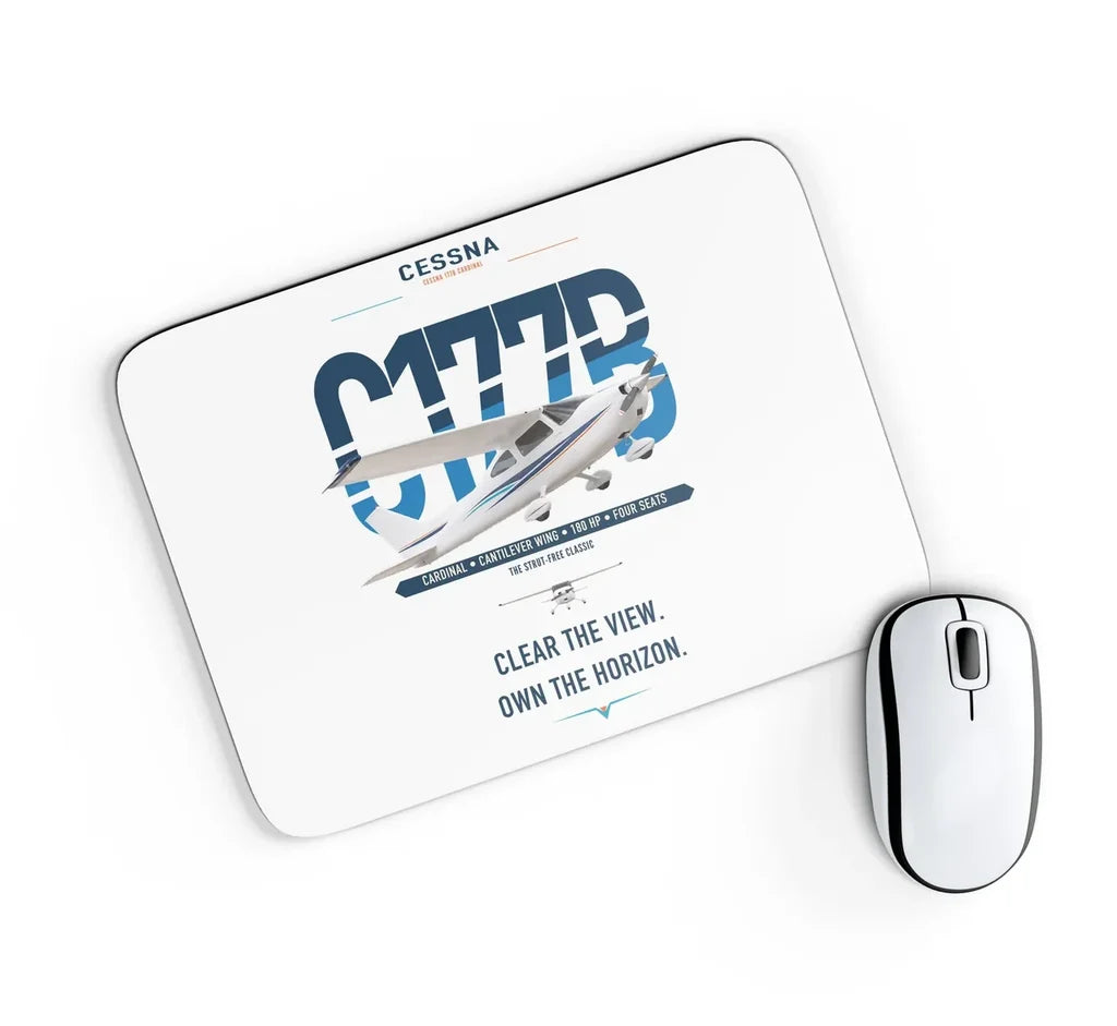 Cessna 177B Cardinal design on white rectangle mouse pad