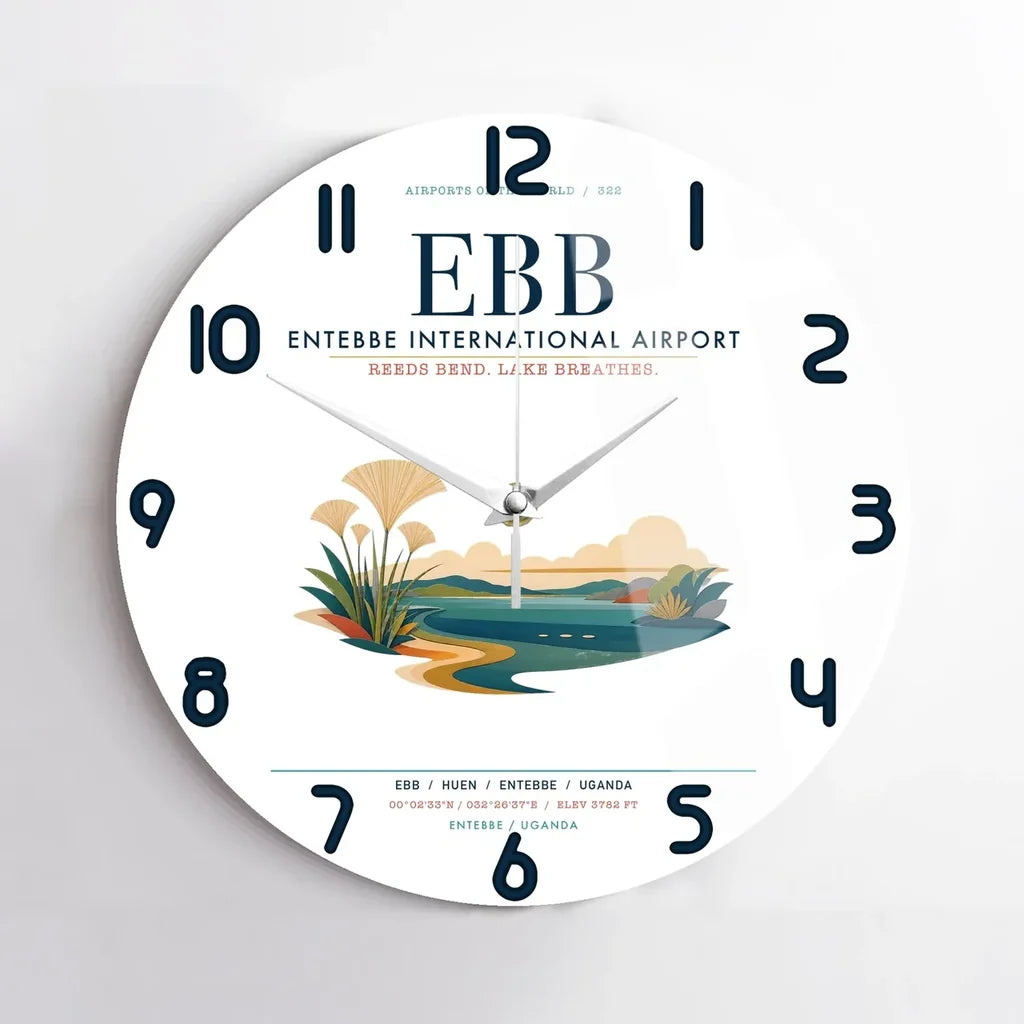 Entebbe International Airport (EBB) design on white no frame wall clock