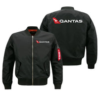 Thumbnail for Qantas Airways Airlines aviation design embroidered on black bomber jacket
