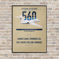 Thumbnail for Cessna Citation 560 - Citation V vertical canvas print - framed - beige background