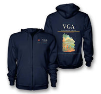 Thumbnail for Vijayawada Airport (VGA) design on navy blue premium zipped hoodie