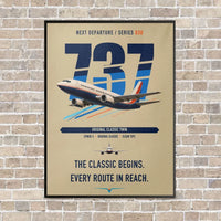 Thumbnail for Boeing 737-300 Classic vertical canvas print - framed - beige background