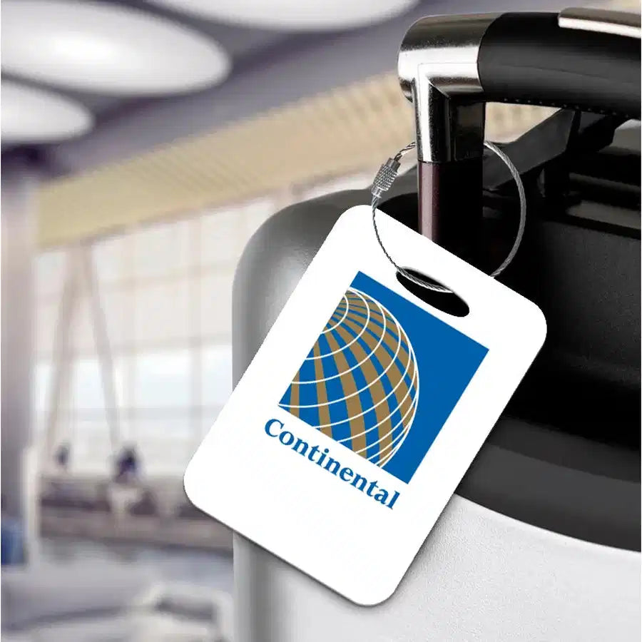 Acrylic luggage tag with Continental Airlines design — view 2.