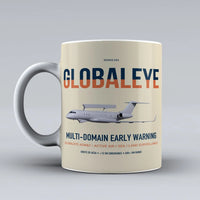 Thumbnail for Saab GlobalEye design on beige ceramic mug, double-side print