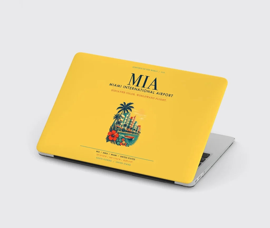 Miami International Airport (MIA) design on yellow MacBook case