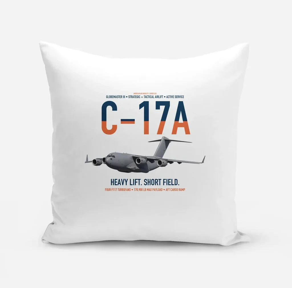 C-17A Globemaster III design on white pillow