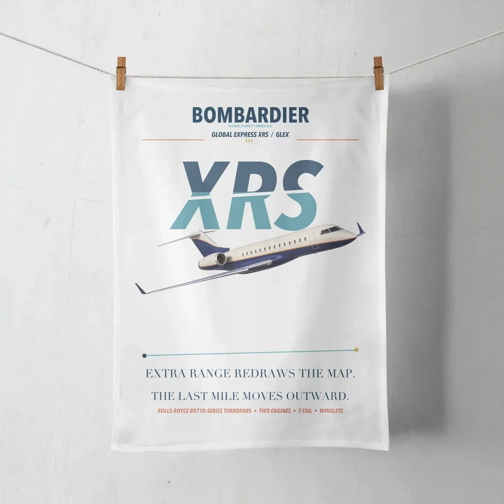 Bombardier Global Express XRS design on white towel