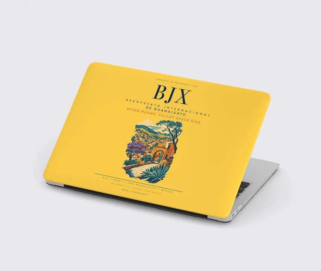 Aeropuerto Internacional de Guanajuato (BJX) design on yellow MacBook case