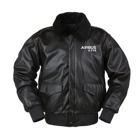 Airbus A319 & Text Leather Bomber Jackets