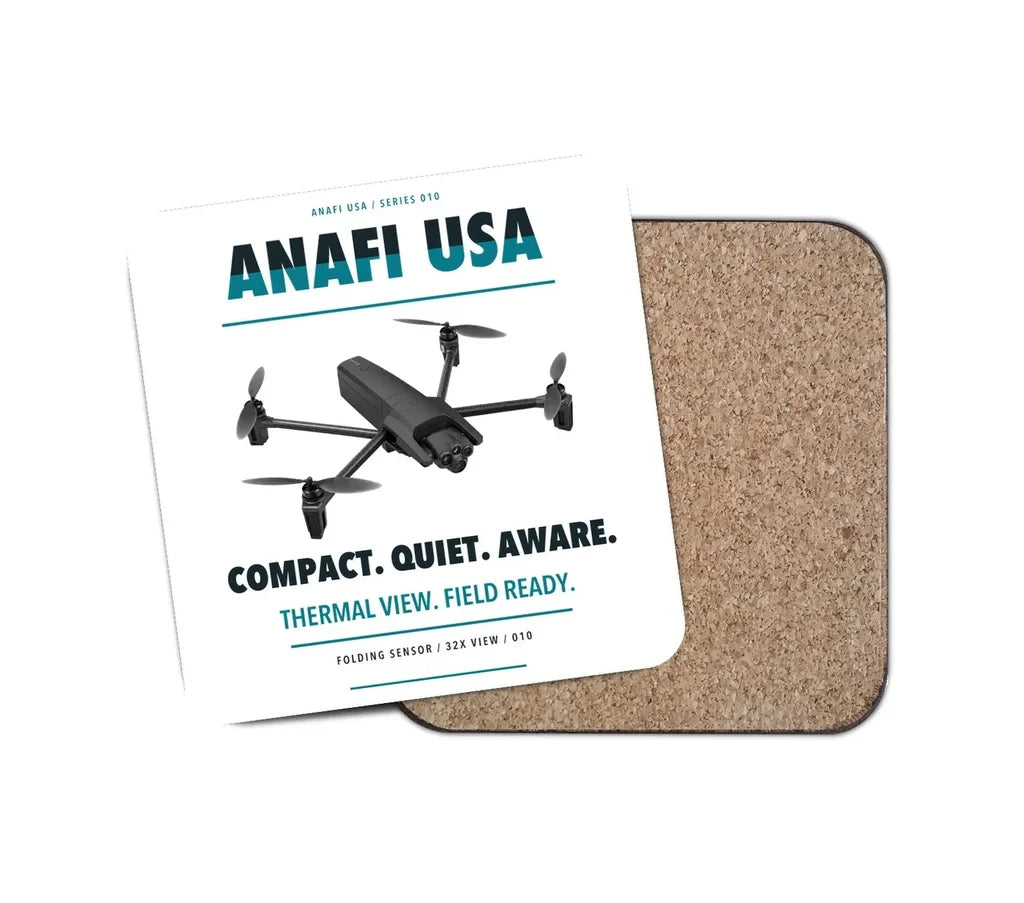 Parrot ANAFI USA design on white 1 piece coaster