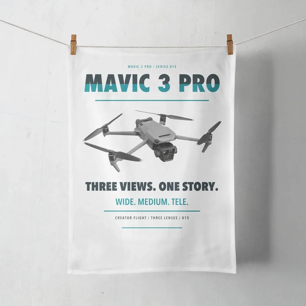 DJI Mavic 3 Pro design on white towel