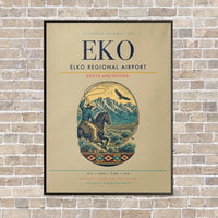 Thumbnail for Elko Regional Airport EKO vertical canvas print - framed - beige background