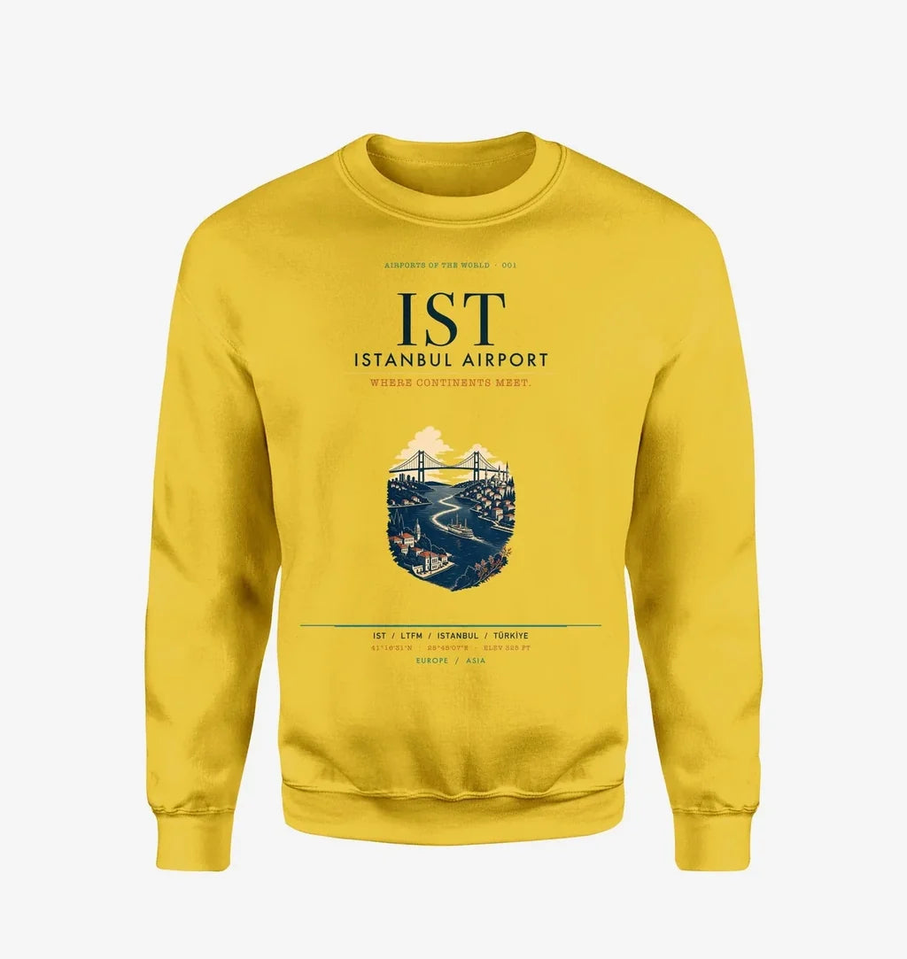 Istanbul Airport (IST) design on yellow sweatshirt