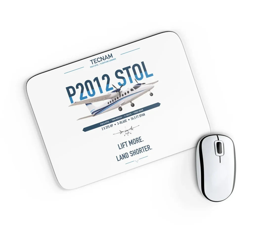 Tecnam P2012 STOL design on white rectangle mouse pad