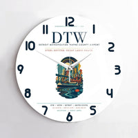 Thumbnail for Detroit Metropolitan Wayne County Airport (DTW) design on white no frame wall clock