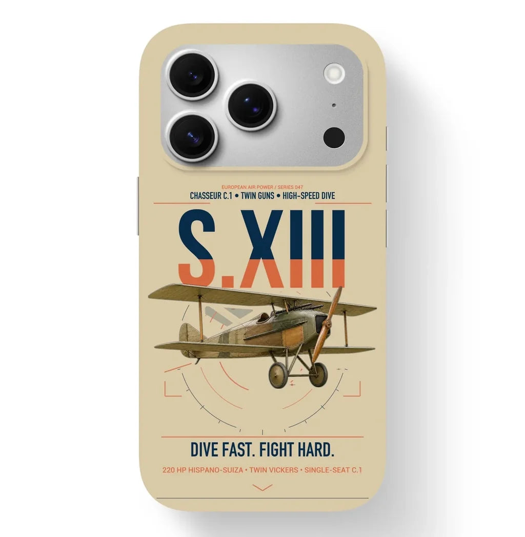 SPAD S.XIII C.1 design on beige magsafe iphone case, for iPhone 17 Pro
