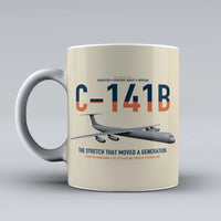 Thumbnail for C-141B Starlifter design on beige ceramic mug, double-side print