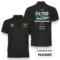 Thumbnail for Piper PA-28R Arrow III design on black+name double-side polo t-shirt, double-side print