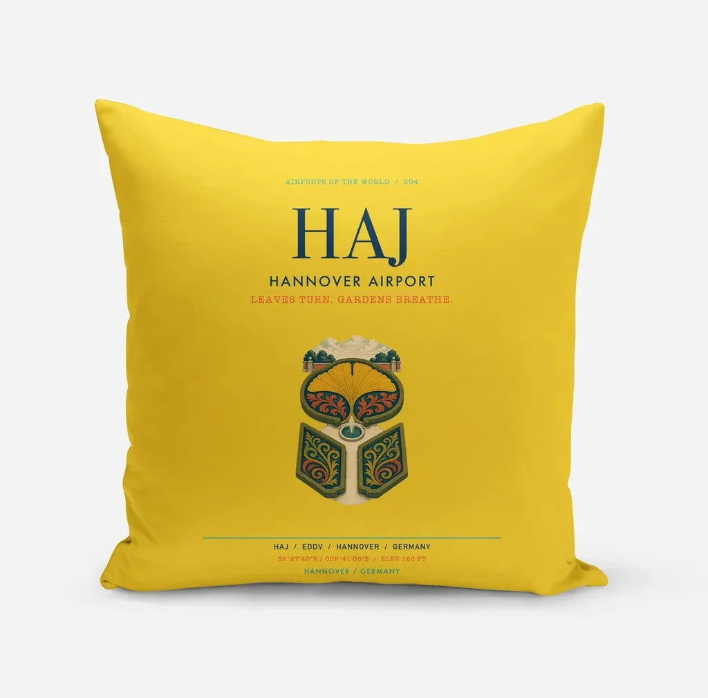 Hannover Airport (HAJ) design on yellow pillow