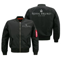 Thumbnail for Royal Brunei Airlines aviation design embroidered on black bomber jacket