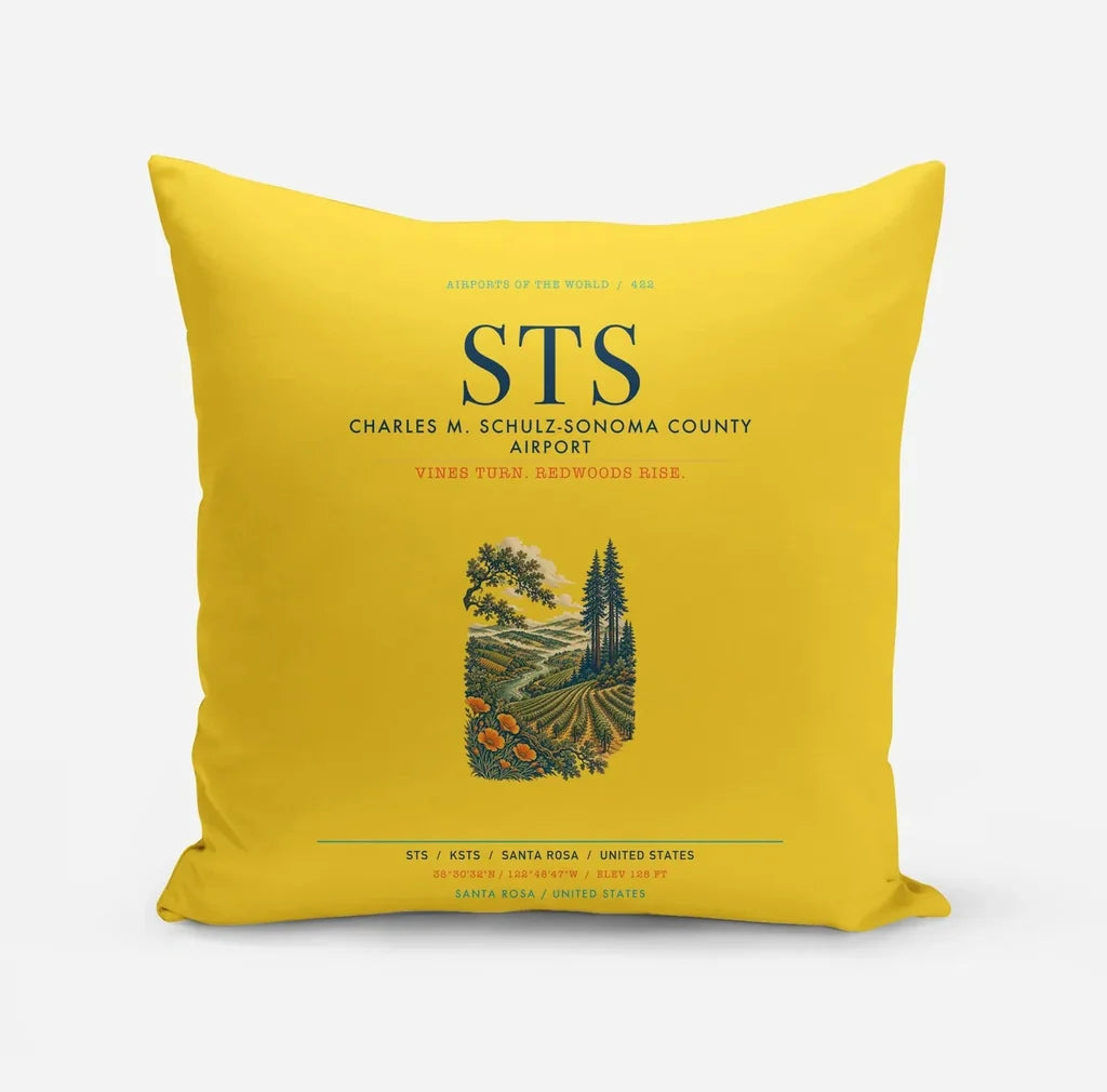 Charles M. Schulz–Sonoma County Airport Santa Rosa (STS) design on yellow pillow