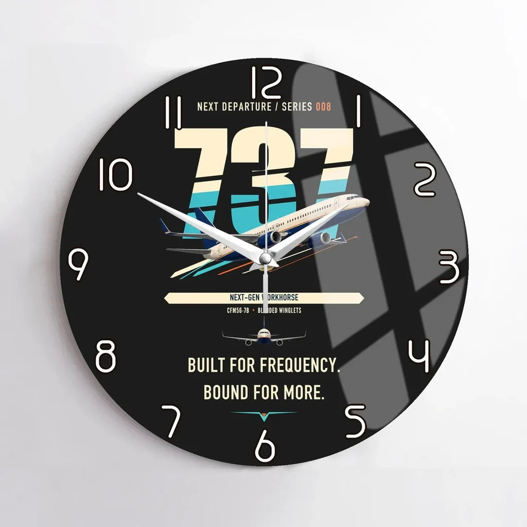 Boeing 737-800 NG design on black no frame wall clock