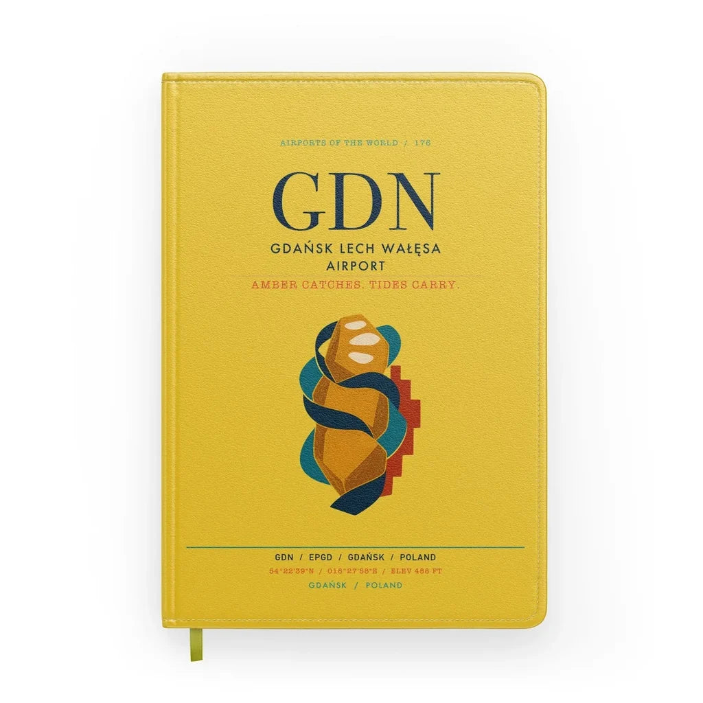 Gdańsk Lech Wałęsa Airport (GDN) design on yellow notebook