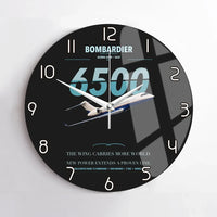 Thumbnail for Bombardier Global 6500 design on black no frame wall clock