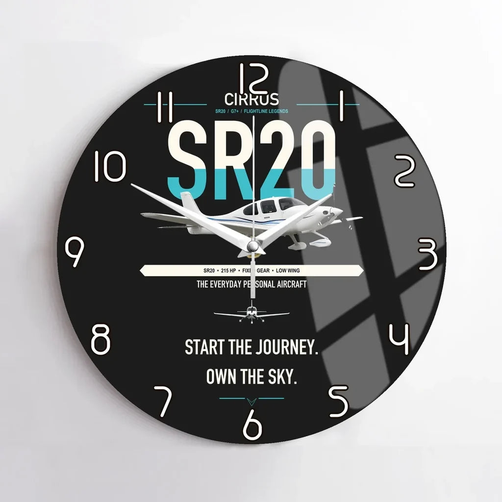 Cirrus SR20 design on black no frame wall clock