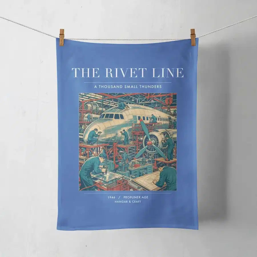 VINTAGE G4170 - The Rivet Line - Designed Towels design on blue