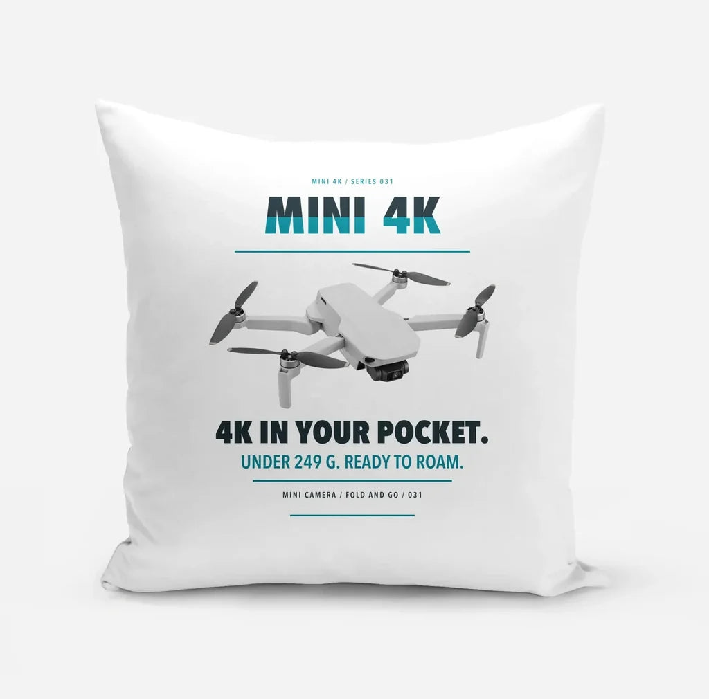 DJI Mini 4K design on white pillow