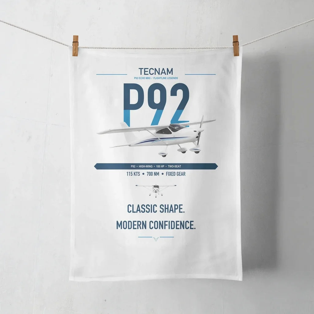 Tecnam P92 Echo MkII design on white towel