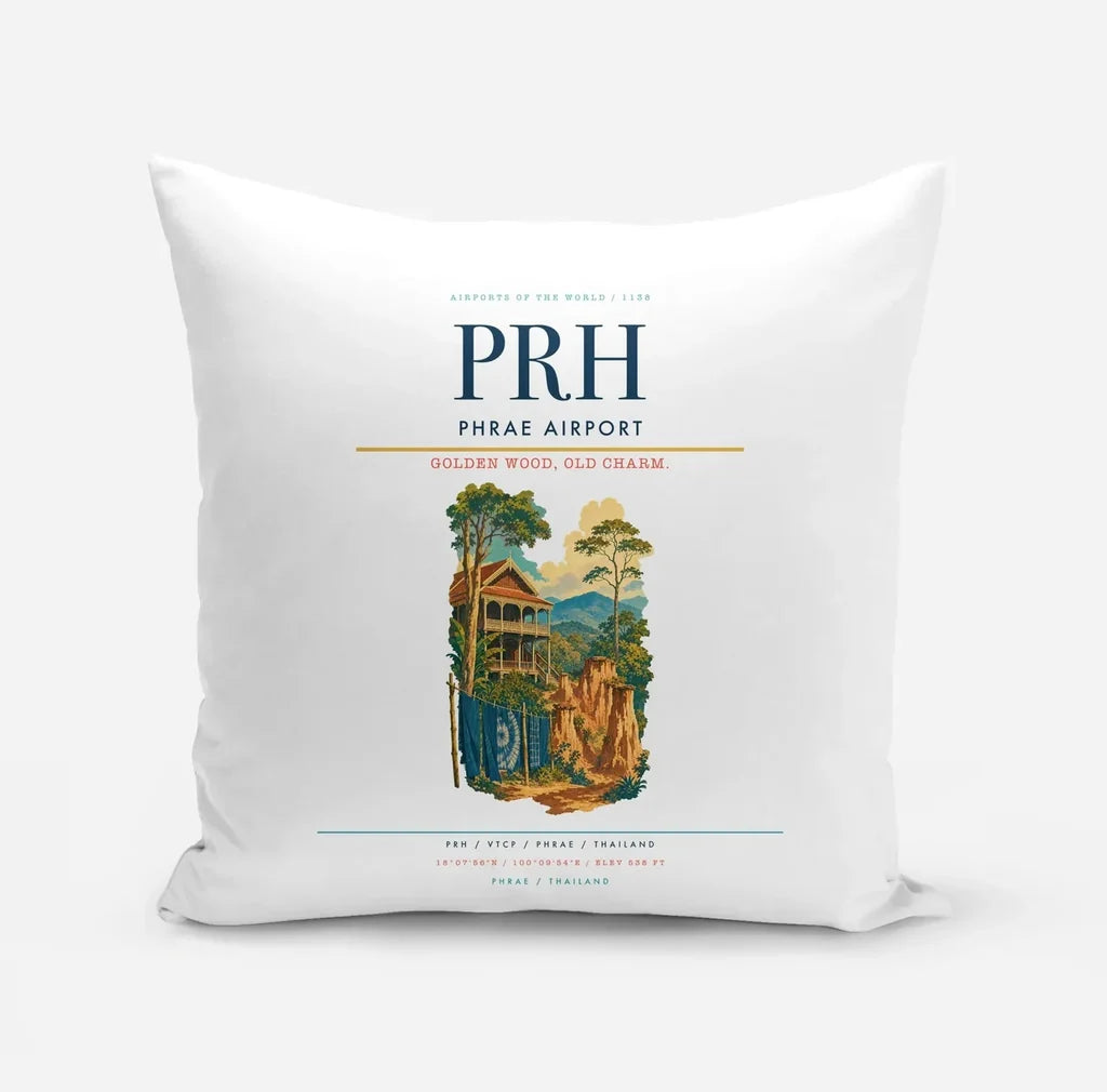 Phrae Airport (PRH) design on white pillow