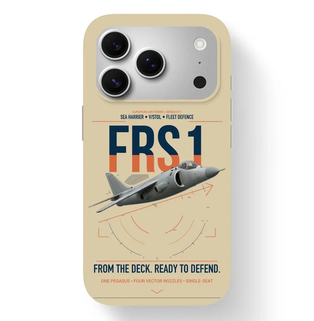 British Aerospace Sea Harrier FRS.1 design on beige magsafe iphone case, for iPhone 17 Pro