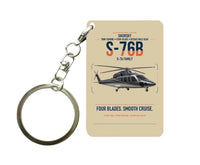 Thumbnail for Sikorsky S-76B design on beige designed key chain, double-side print