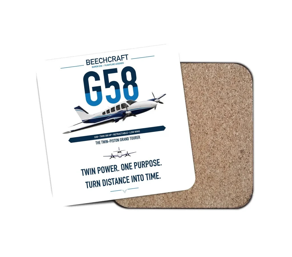 Beechcraft Baron G58 design on white 1 piece coaster