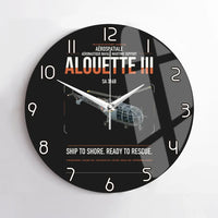 Thumbnail for Aérospatiale SA 316B Alouette III design on black no frame wall clock