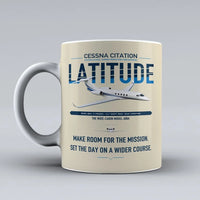 Thumbnail for Cessna Citation Latitude design on beige ceramic mug, double-side print