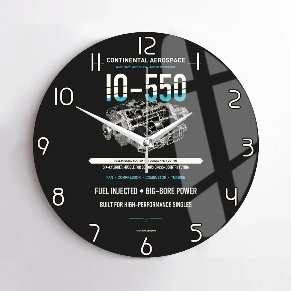IO-550 design on black no frame wall clock