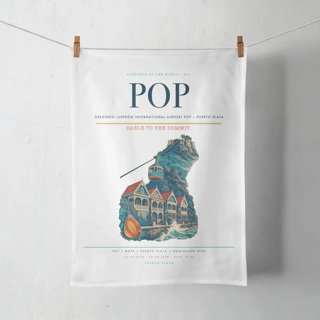 Gregorio Luperón International Airport (POP) design on white towel