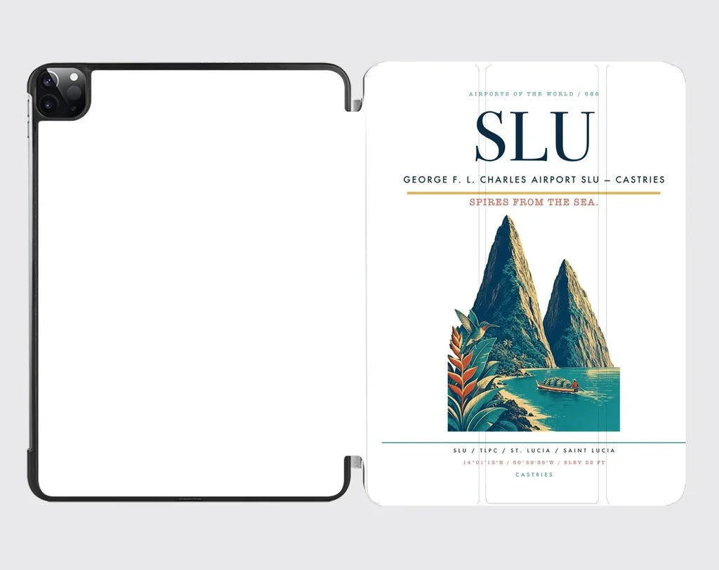 George F. L. Charles Airport (SLU) design on white ipad tablet case